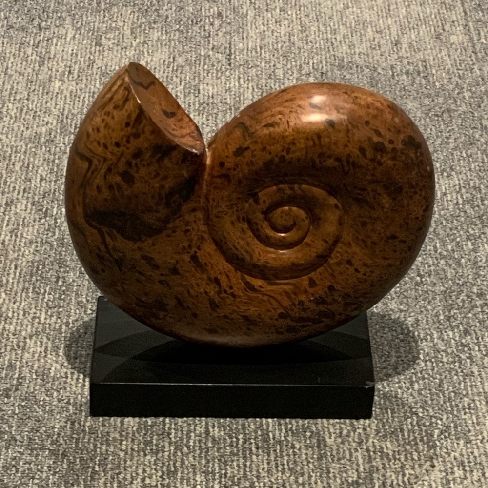 Elegant Brown Toned Nautilus Shell Decorative Sculpture